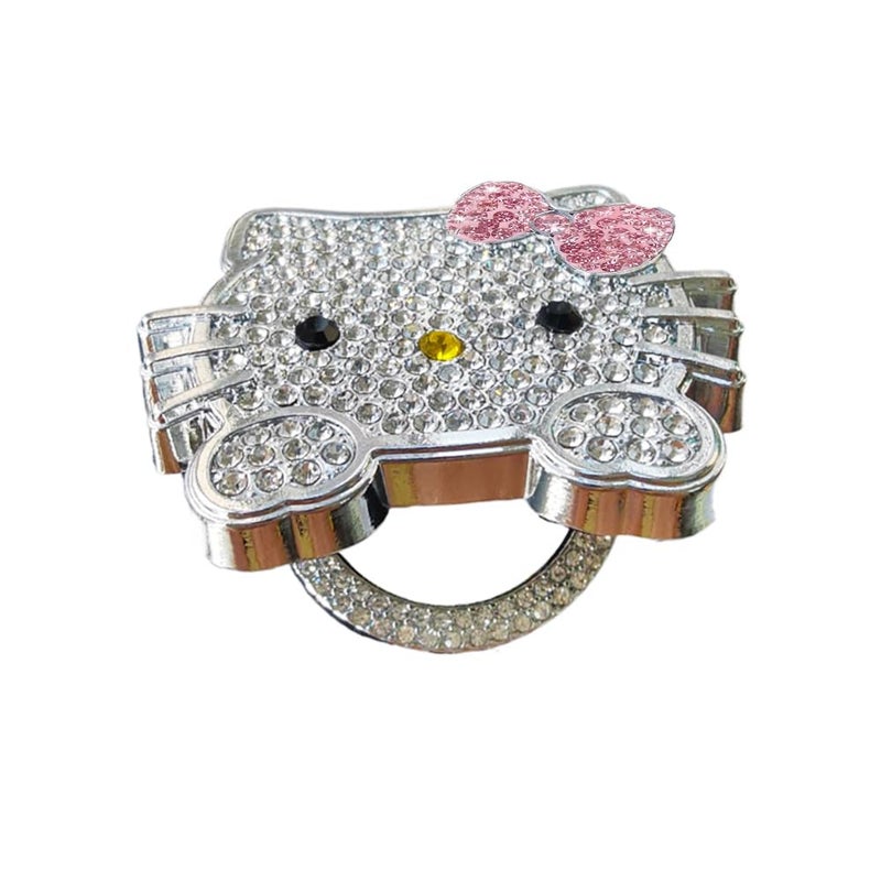 DSkoiph Car Push Start Button Cover Bling Car Accessories Cute Cat for Women, Crystal Rhinestone Car Engine Start Stop Button Cover (Pink) - Image 2